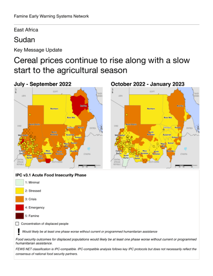 Sudan Key Message Update: Cereal prices continue to rise along with a slow start to the agricultural season, July 2022 – Sudan